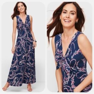 NWT Talbots 3X Navy and Pink Sleeveless and Patterned Maxi Dress with front tie